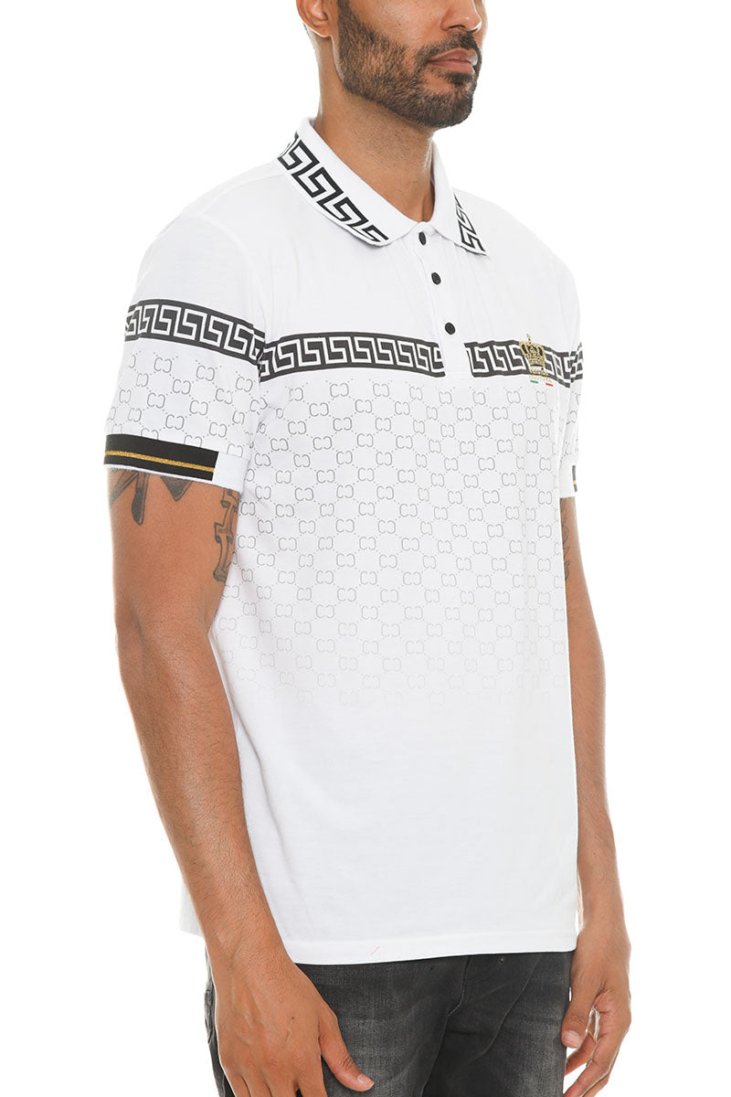 Italian Print Collared Polo Shirt