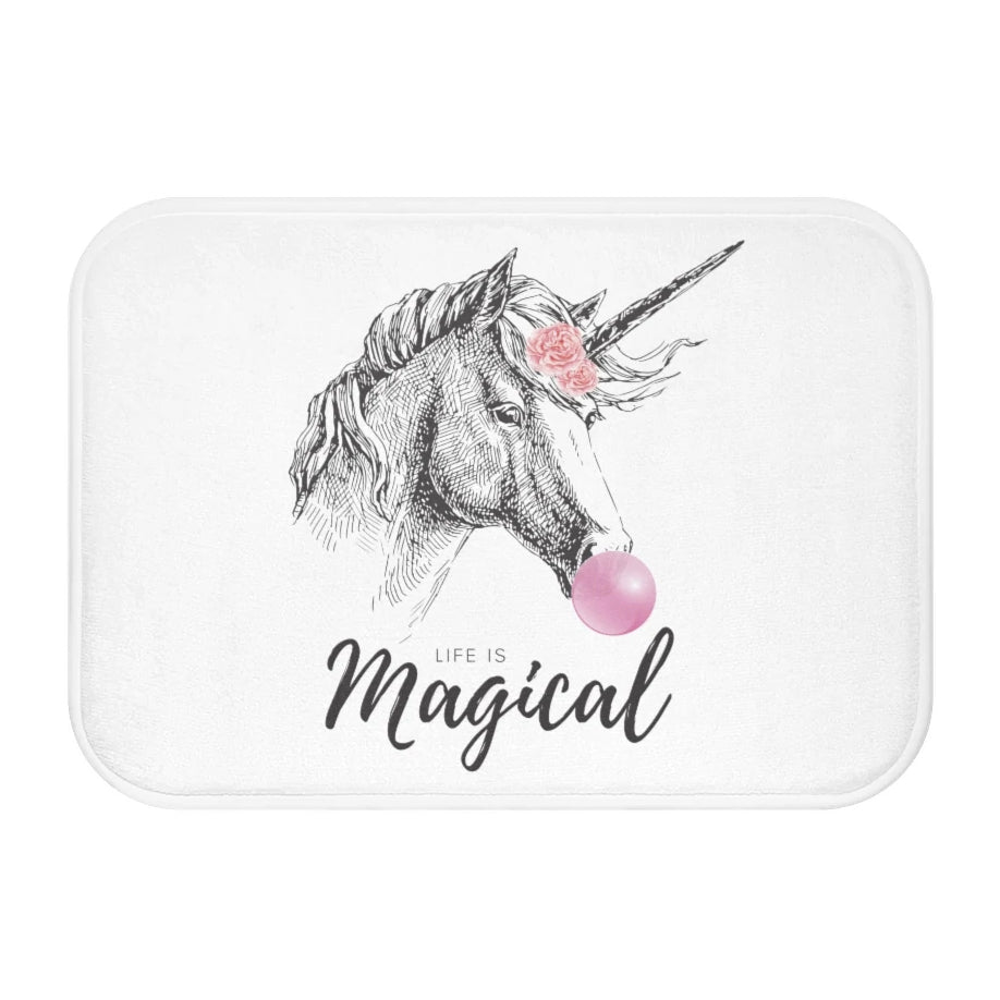 Unicorn Bubble Gum Life is Magical Bath Mat