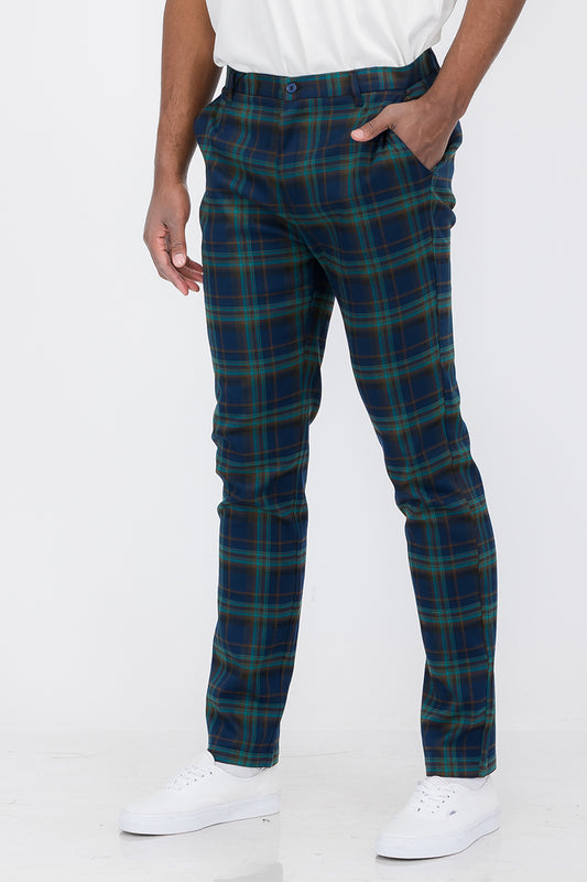 Plaid Slim Fit Trouser Pants