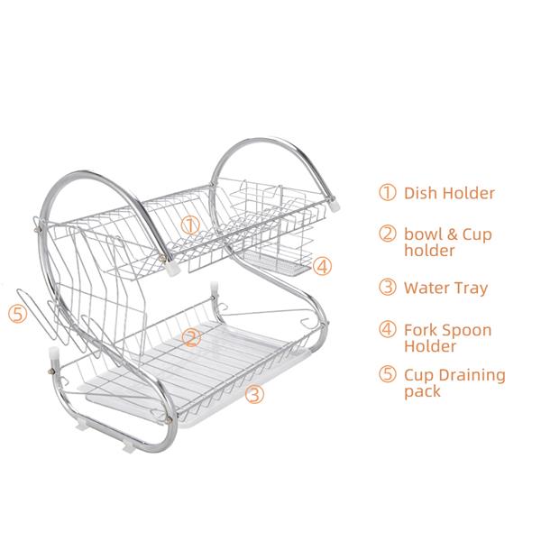 Multifunctional S-shaped Dual Layers Bowls & Dishes Collection Shelf