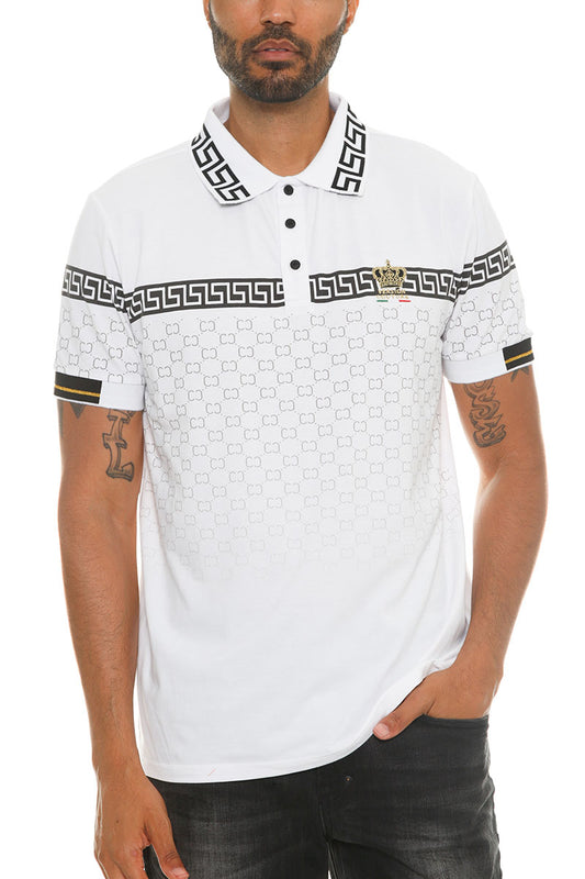 Italian Print Collared Polo Shirt