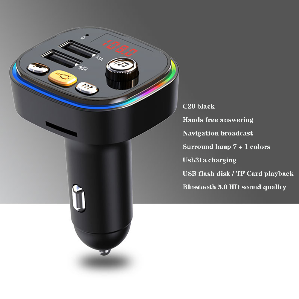 Handsfree Bluetooth MP3 Player Dual USB Fast Car Charger