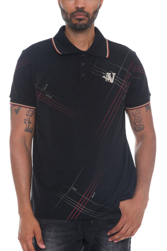 Italian Print Collared Polo Shirt