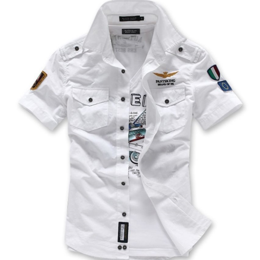 Mens Short Sleeve Military Style Shirt