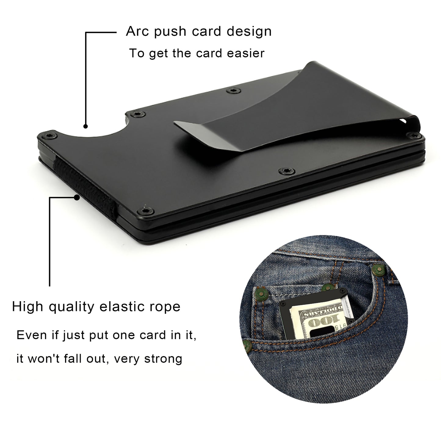 Metal Money Clip Wallet Card Holder for Men and Women