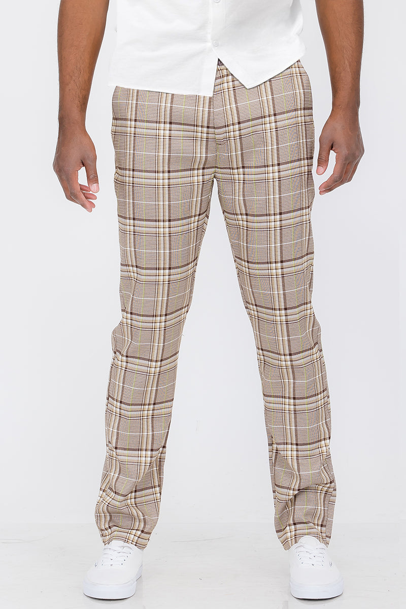 Plaid Slim Fit Trouser Pants