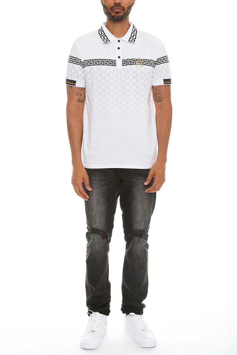 Italian Print Collared Polo Shirt