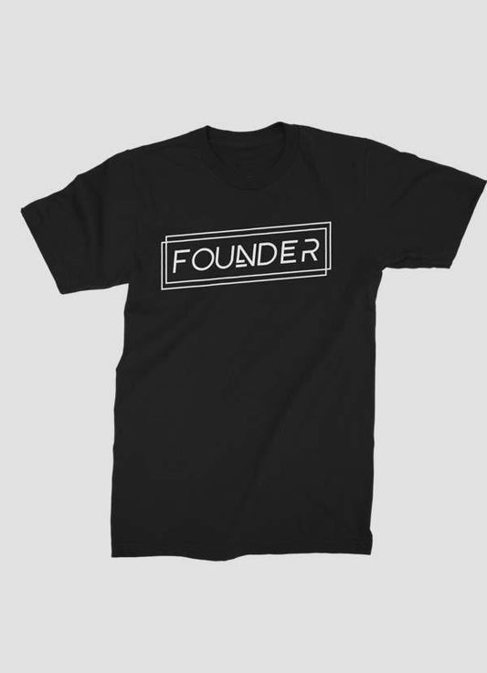 FOUNDER Black Half Sleeves T-shirt