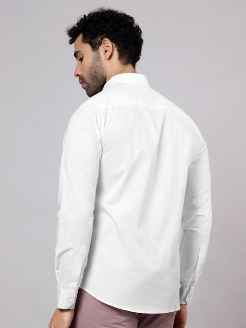 Men Slim Fit Solid White Formal Shirt (Size M)