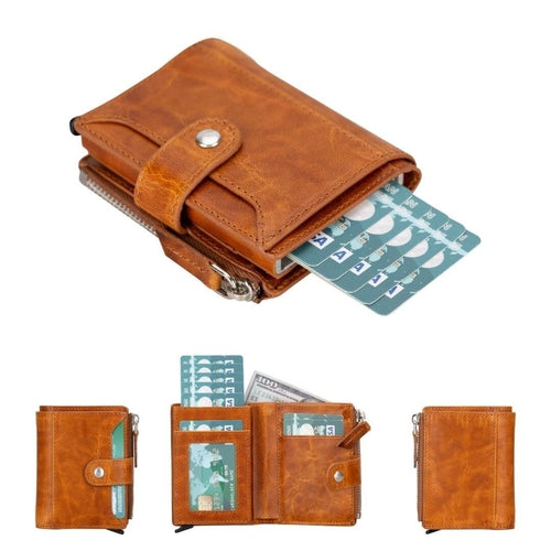 Glenrock Genuine Cowhide Leather Pop Up Card Holder Wallet