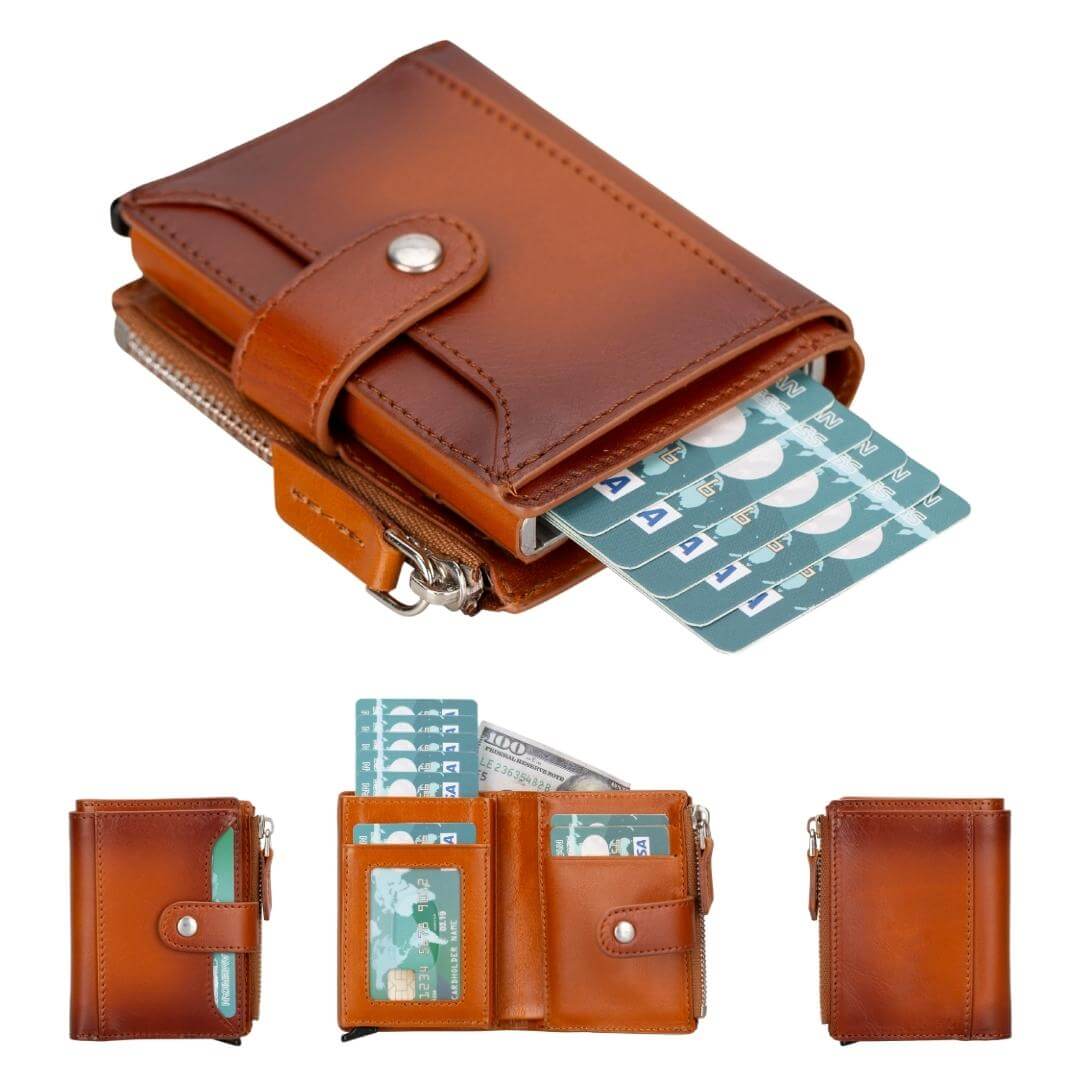 Glenrock Genuine Cowhide Leather Pop Up Card Holder Wallet