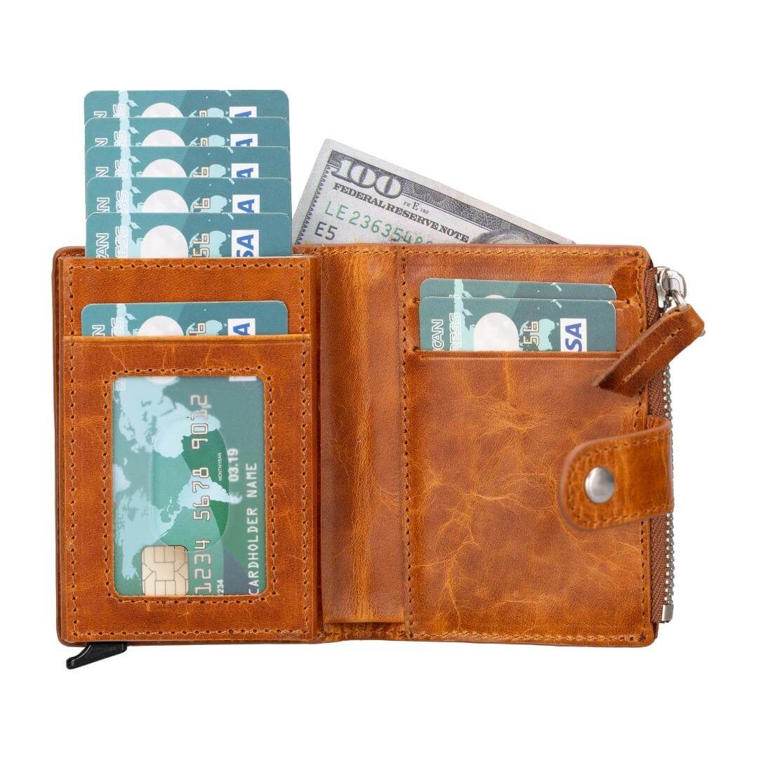 Glenrock Genuine Cowhide Leather Pop Up Card Holder Wallet