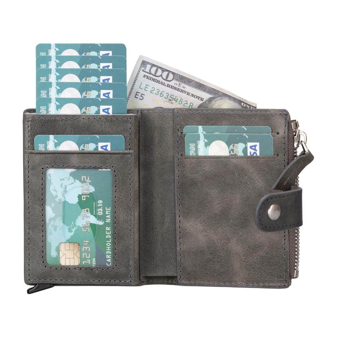 Glenrock Genuine Cowhide Leather Pop Up Card Holder Wallet