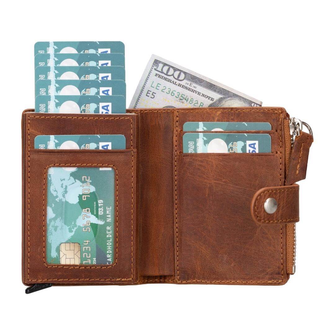 Glenrock Genuine Cowhide Leather Pop Up Card Holder Wallet