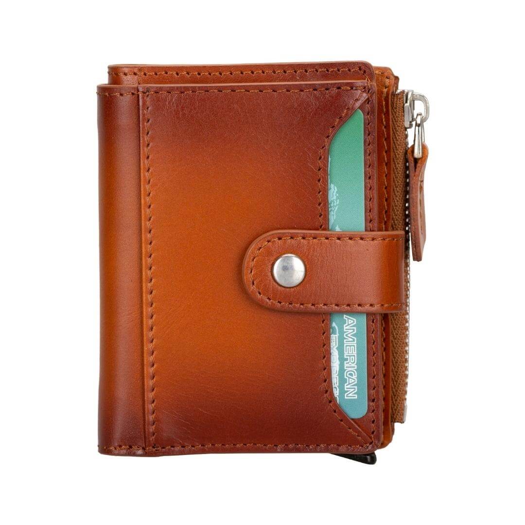 Glenrock Genuine Cowhide Leather Pop Up Card Holder Wallet