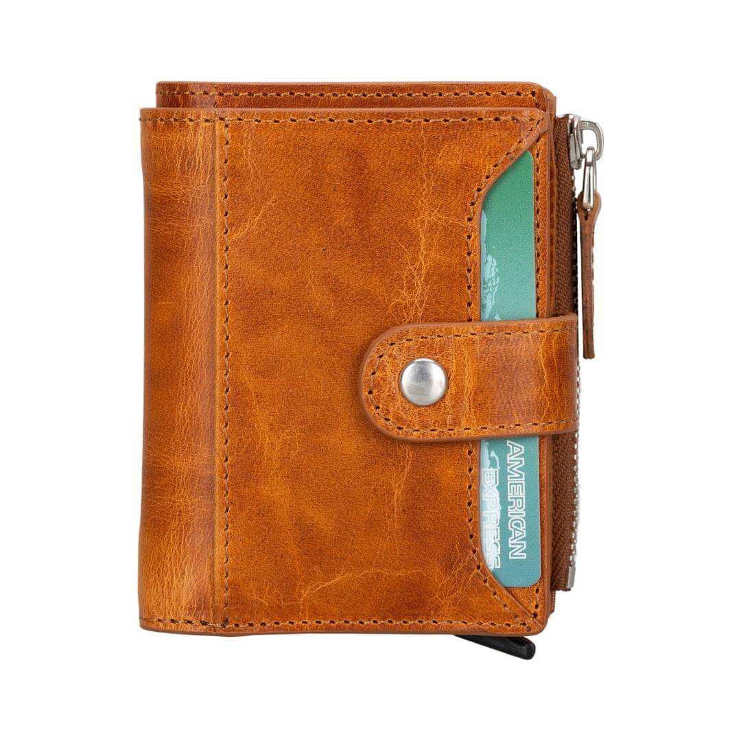 Glenrock Genuine Cowhide Leather Pop Up Card Holder Wallet