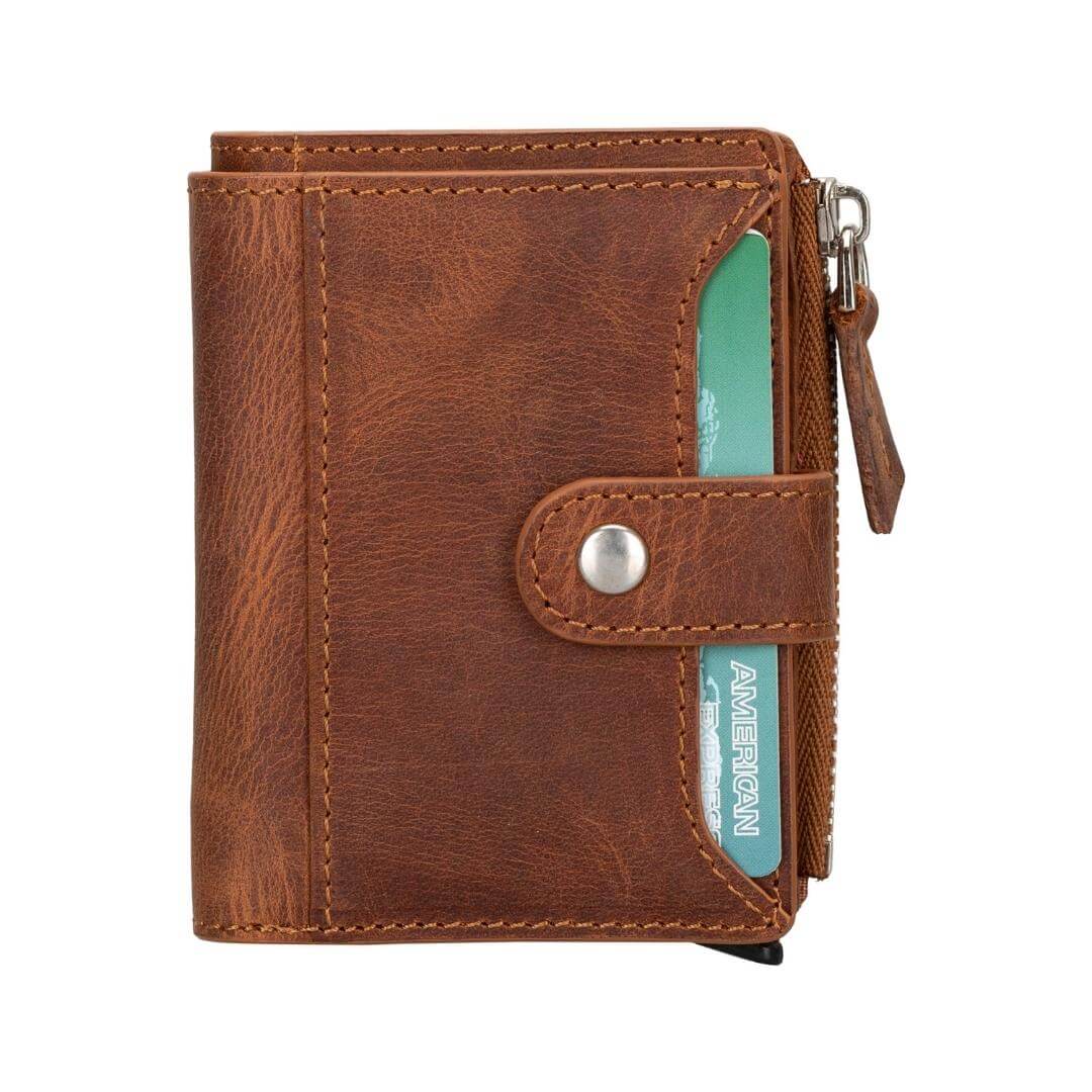 Glenrock Genuine Cowhide Leather Pop Up Card Holder Wallet