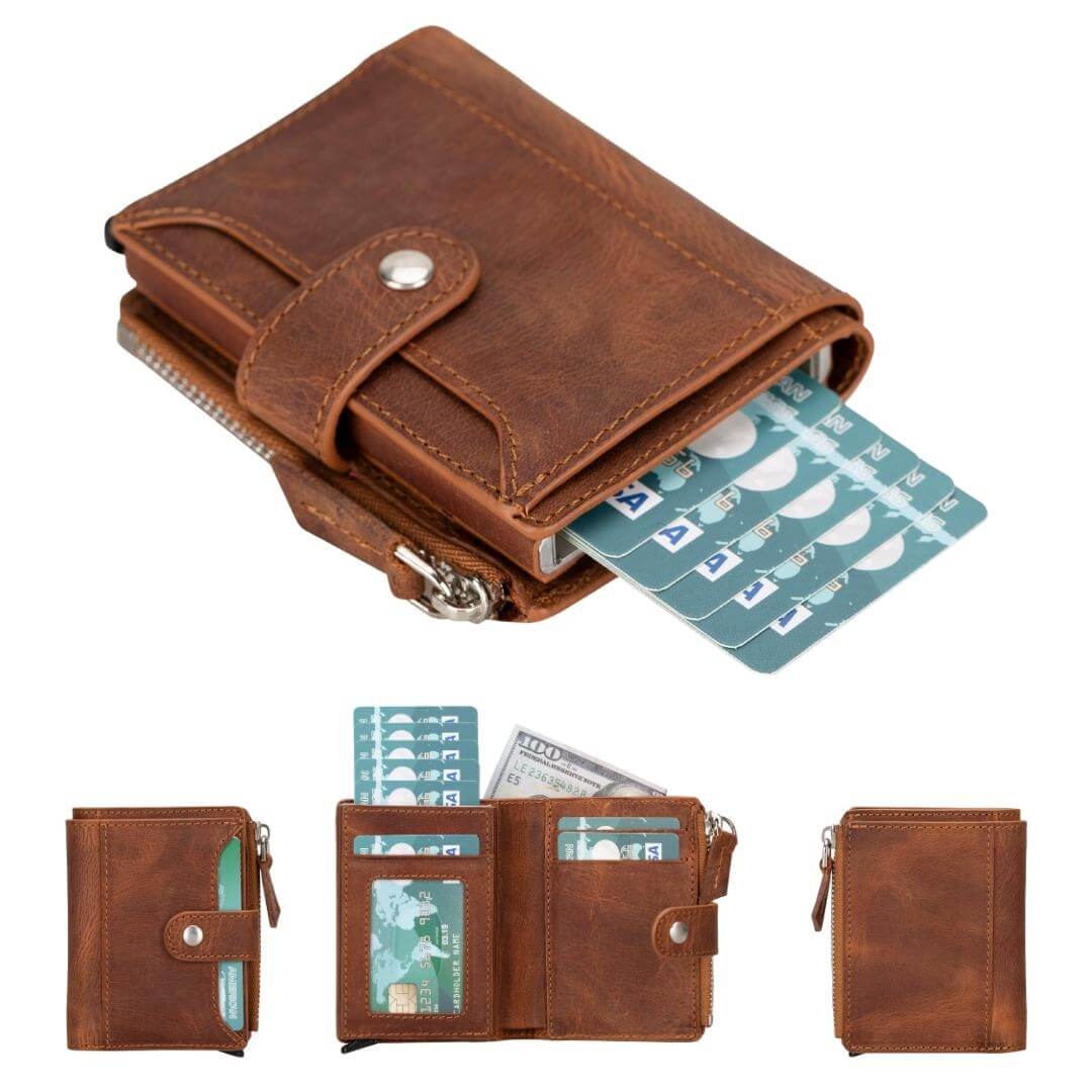 Glenrock Genuine Cowhide Leather Pop Up Card Holder Wallet