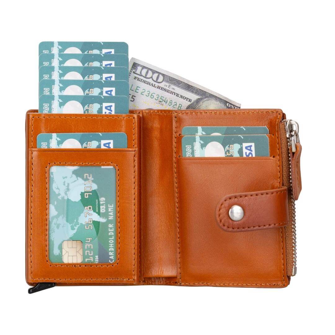 Glenrock Genuine Cowhide Leather Pop Up Card Holder Wallet