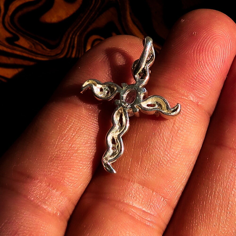Moonstone Pendant, Sterling Silver Pendant, Cross pendant, Crucifix