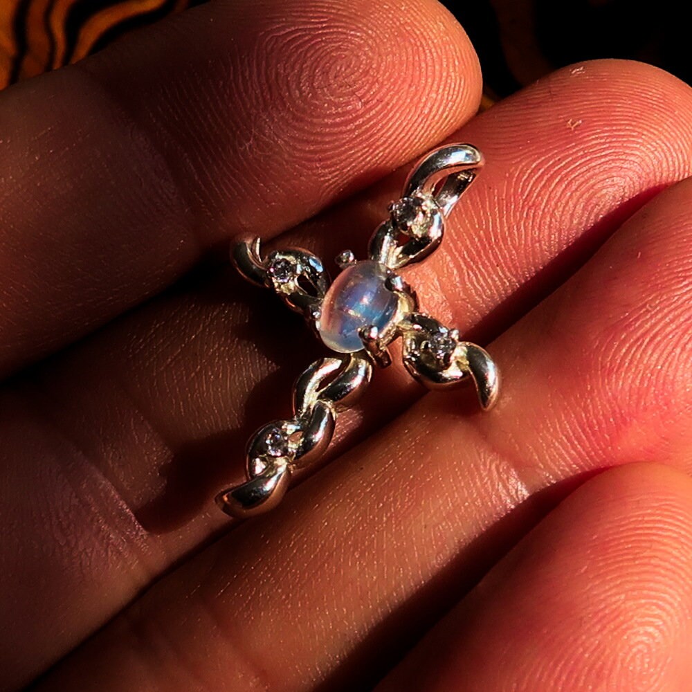 Moonstone Pendant, Sterling Silver Pendant, Cross pendant, Crucifix