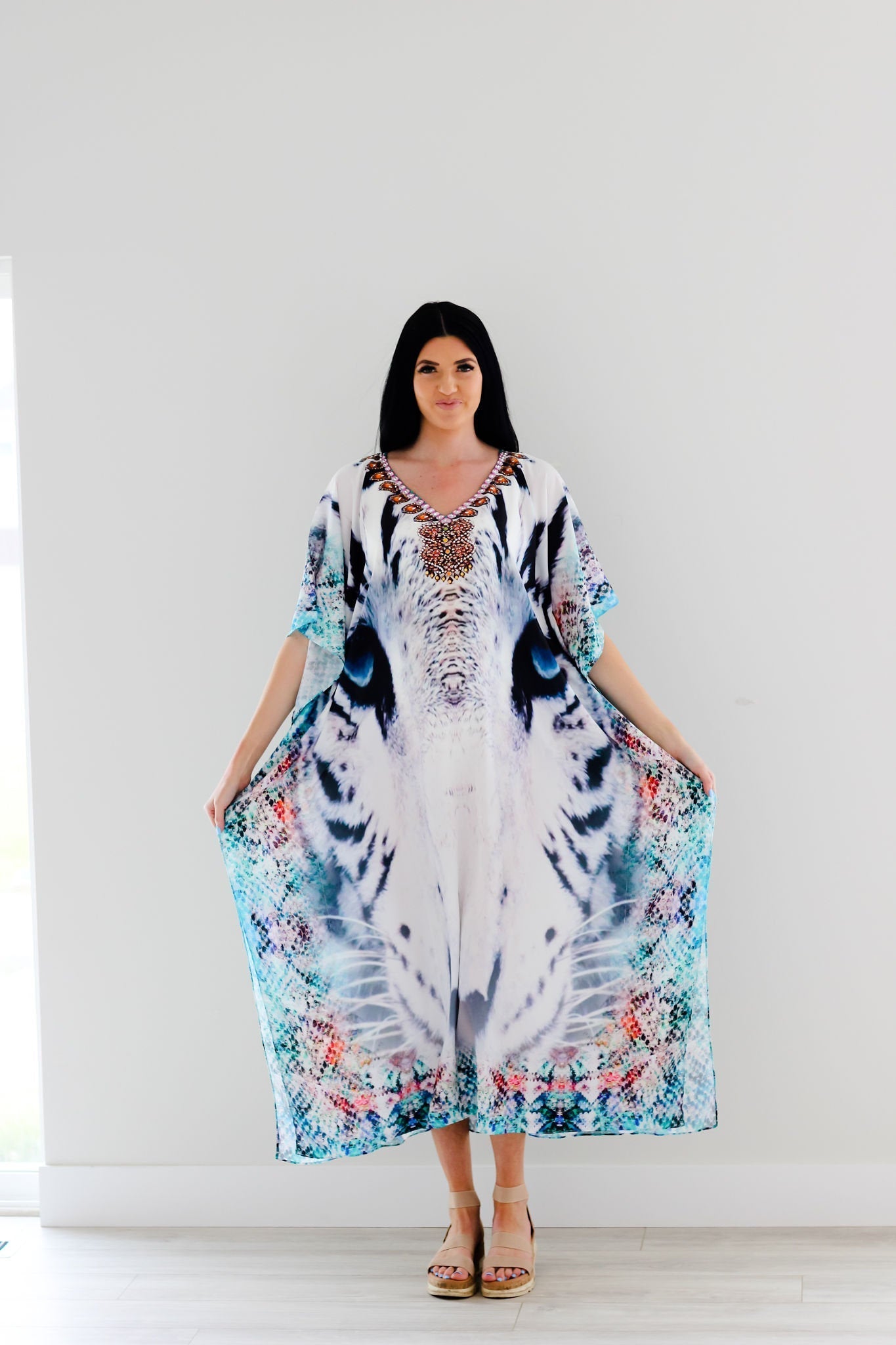 Tribal Kaftan Dress, Plus Size Kaftan Dress, Embellished Kaftan,