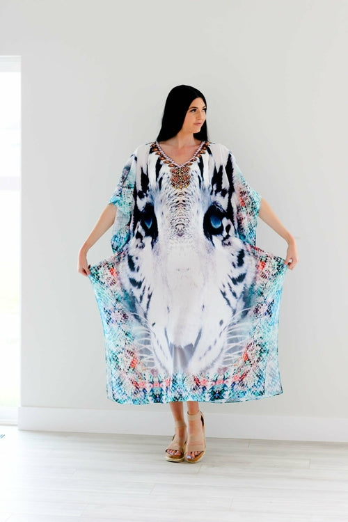 Tribal Kaftan Dress, Plus Size Kaftan Dress, Embellished Kaftan,