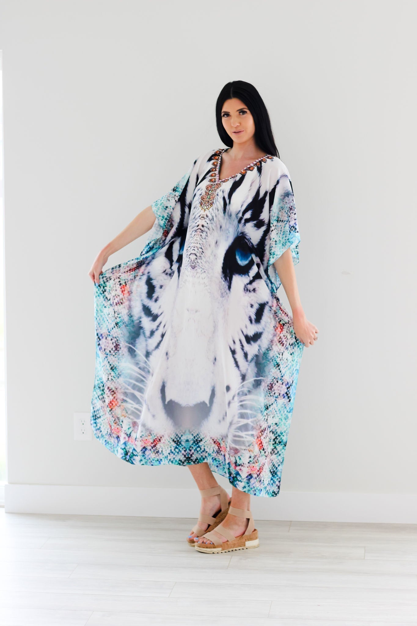 Tribal Kaftan Dress, Plus Size Kaftan Dress, Embellished Kaftan,