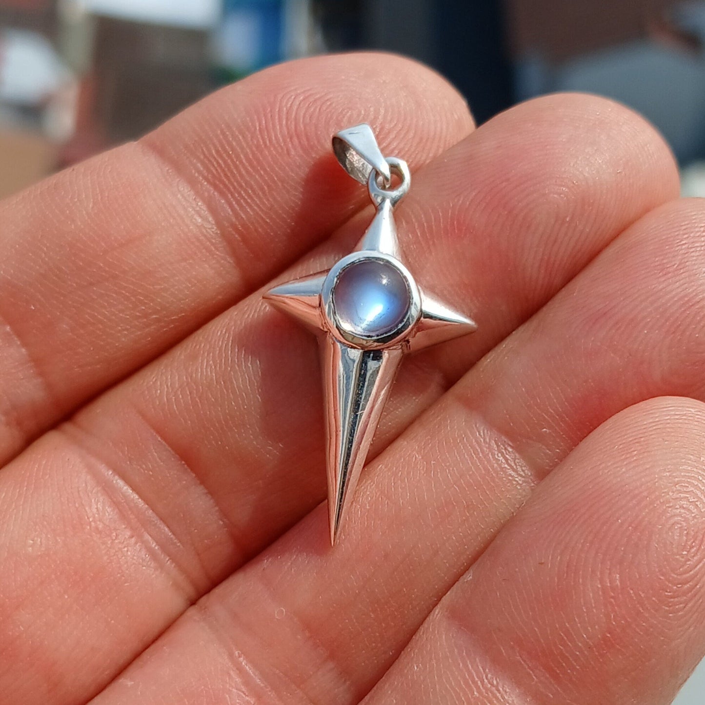 Moonstone Pendant, Sterling Silver Pendant, Cross pendant, Crucifix