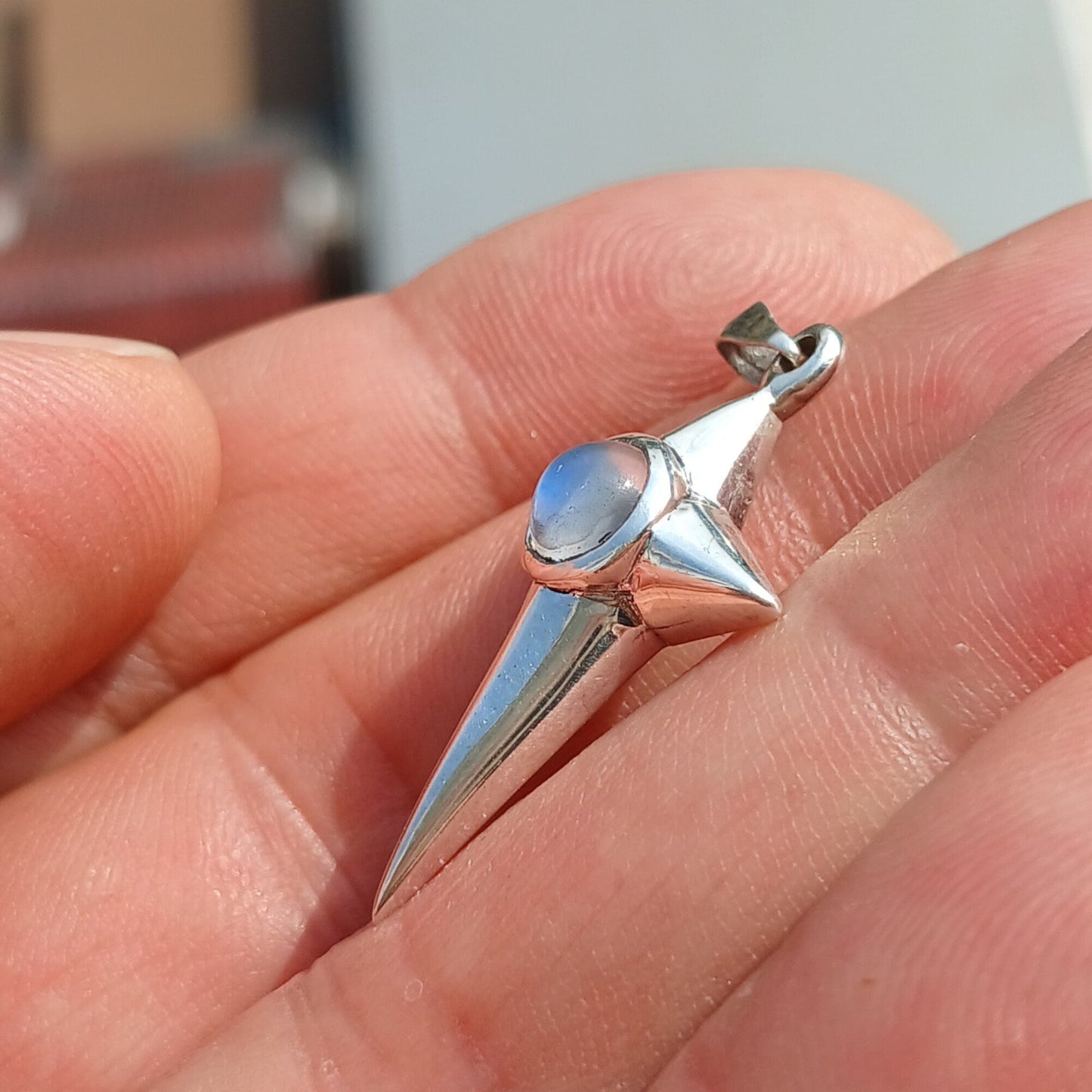 Moonstone Pendant, Sterling Silver Pendant, Cross pendant, Crucifix