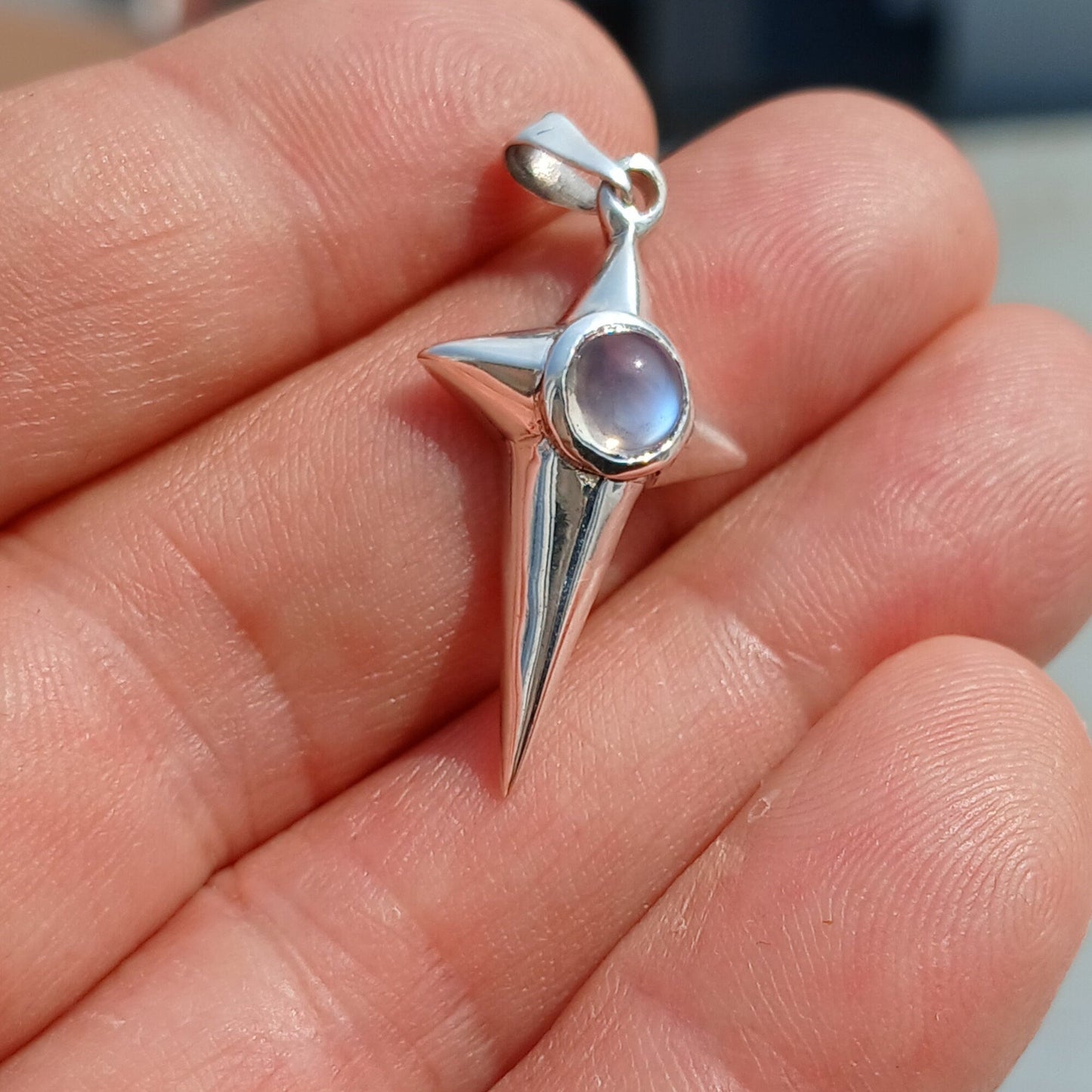 Moonstone Pendant, Sterling Silver Pendant, Cross pendant, Crucifix