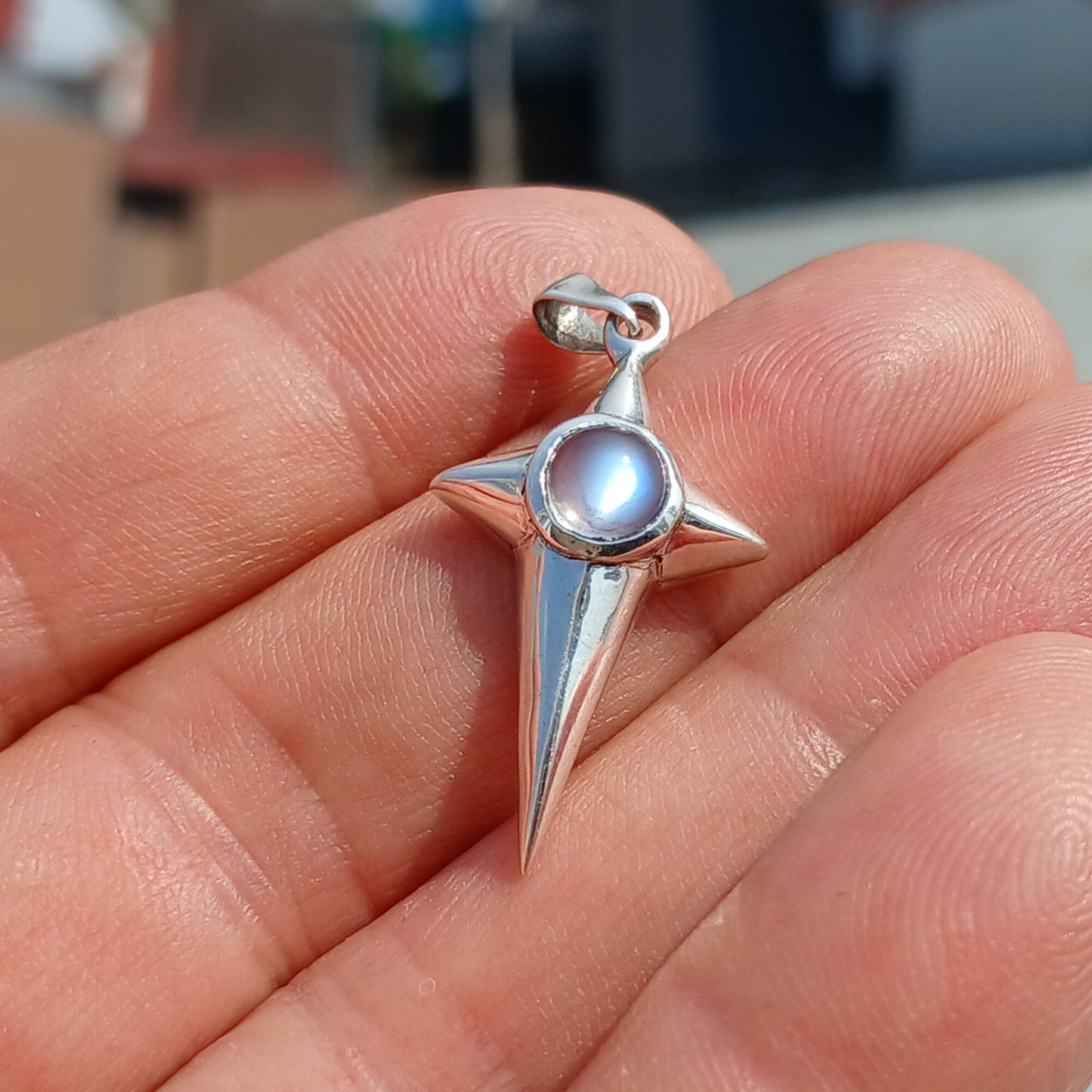 Moonstone Pendant, Sterling Silver Pendant, Cross pendant, Crucifix