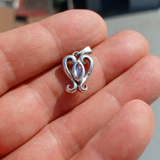 Moonstone Pendant, 925 Sterling Silver Pendant, Heart Pendant,