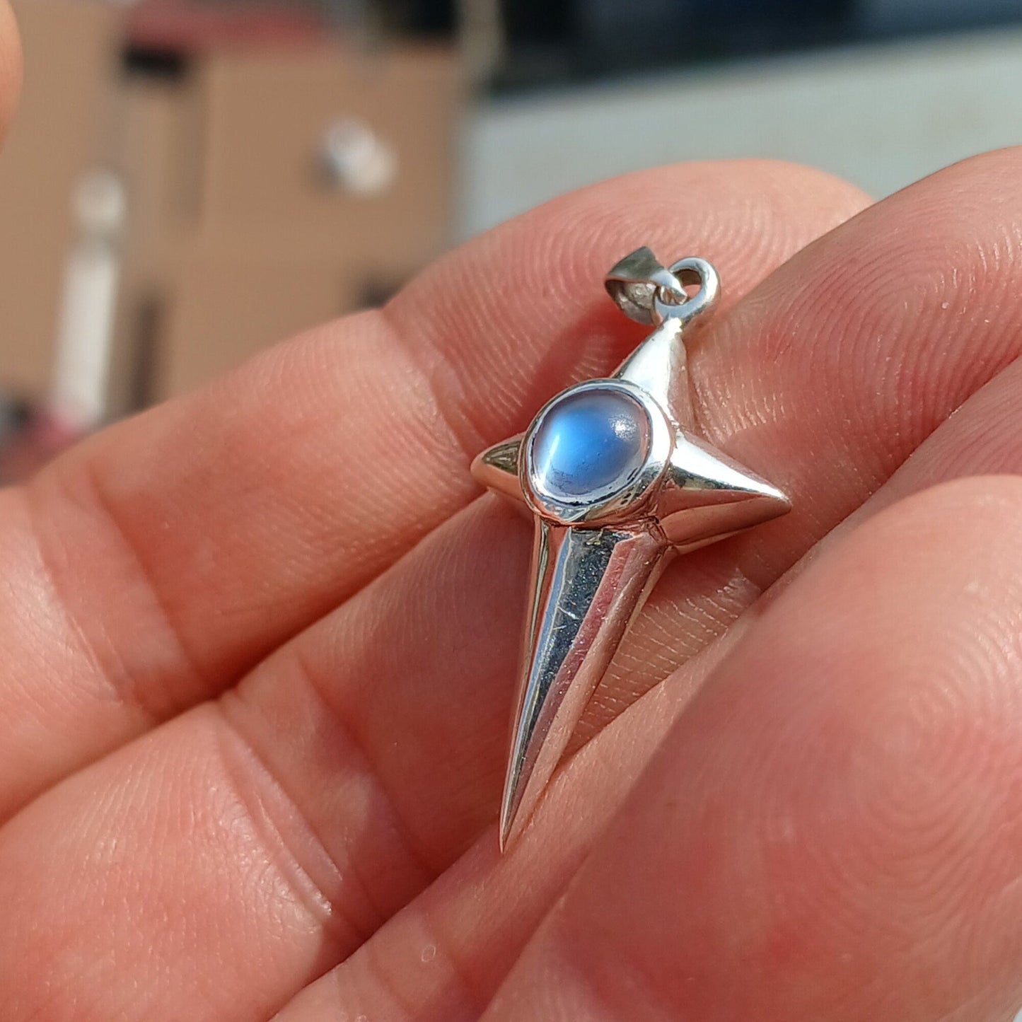 Moonstone Pendant, Sterling Silver Pendant, Cross pendant, Crucifix