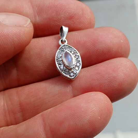 Moonstone Pendant, Charm Pendant, Sterling Silver Pendant, Moonstone