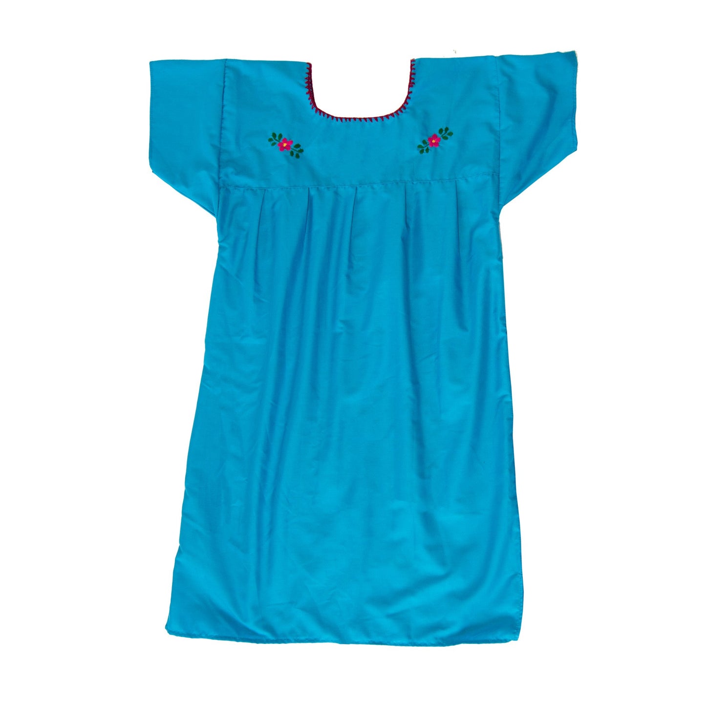 Blue Vintage Dress with Hand embroidered Flowers