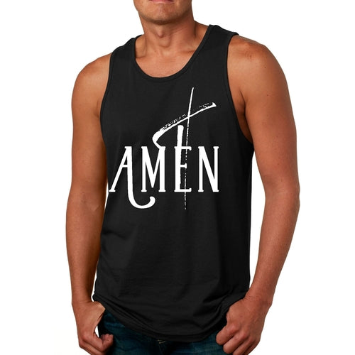 Mens Fitness Tank Top Graphic T-shirt Amen White Print