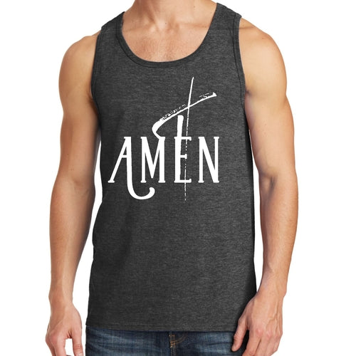 Mens Fitness Tank Top Graphic T-shirt Amen White Print