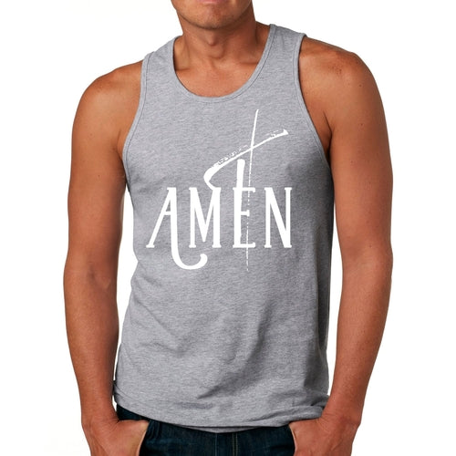 Mens Fitness Tank Top Graphic T-shirt Amen White Print