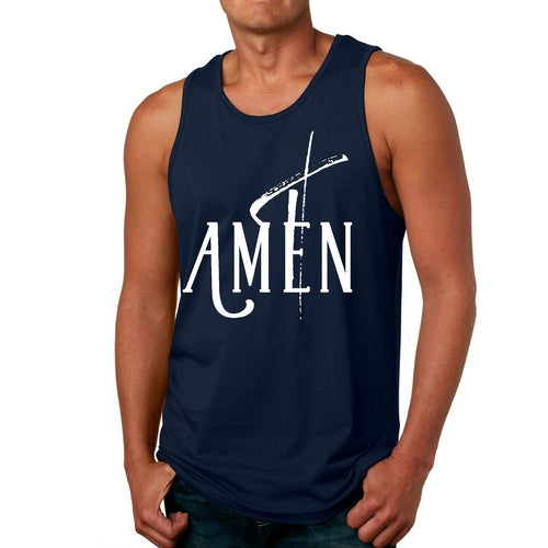 Mens Fitness Tank Top Graphic T-shirt Amen White Print