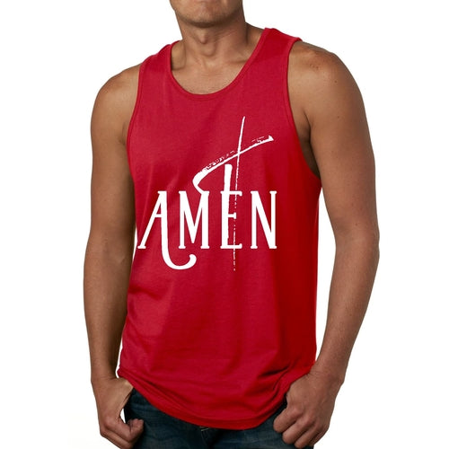 Mens Fitness Tank Top Graphic T-shirt Amen White Print