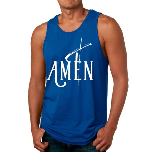 Mens Fitness Tank Top Graphic T-shirt Amen White Print