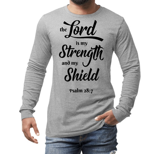 Mens Long Sleeve Graphic T-shirt The Lord Is My Strength