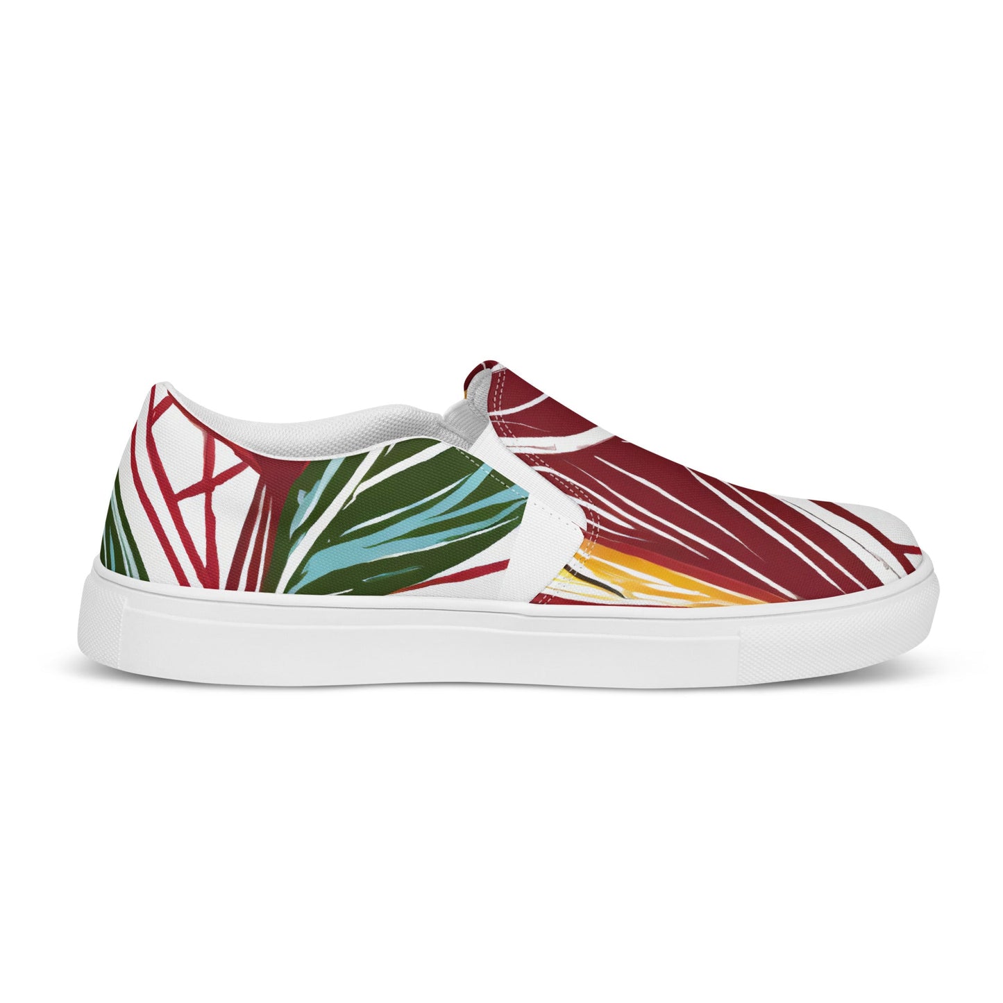 Mens Slip-on Canvas Shoes Floral Line Art Print 8330