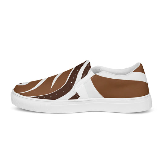 Mens Slip-on Canvas Shoes Floral Brown Line Art Print 35227