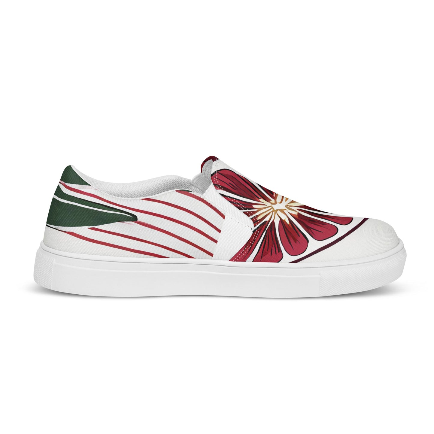 Mens Slip-on Canvas Shoes Floral Line Art Print 8332