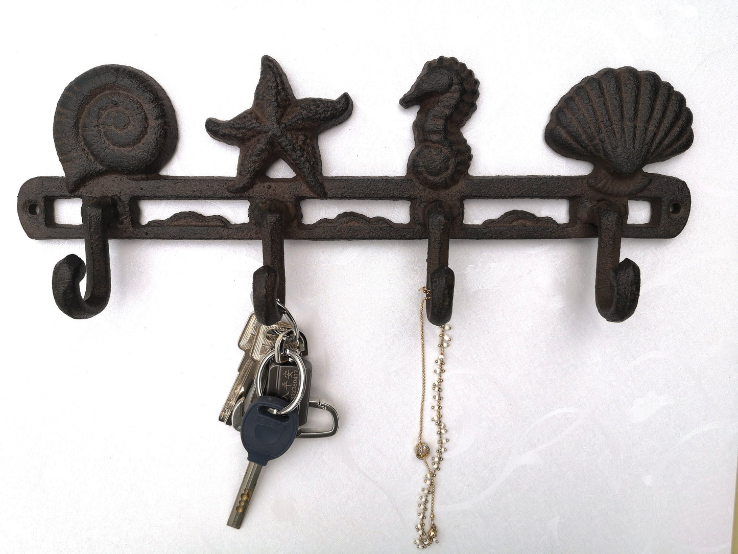 Cast Iron Seashell Wall Hooks, 13”