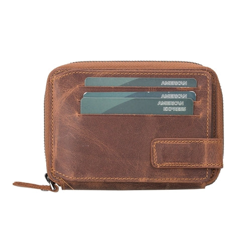 Powell Handmade Unisex Leather Wallet with Zippered Compartment