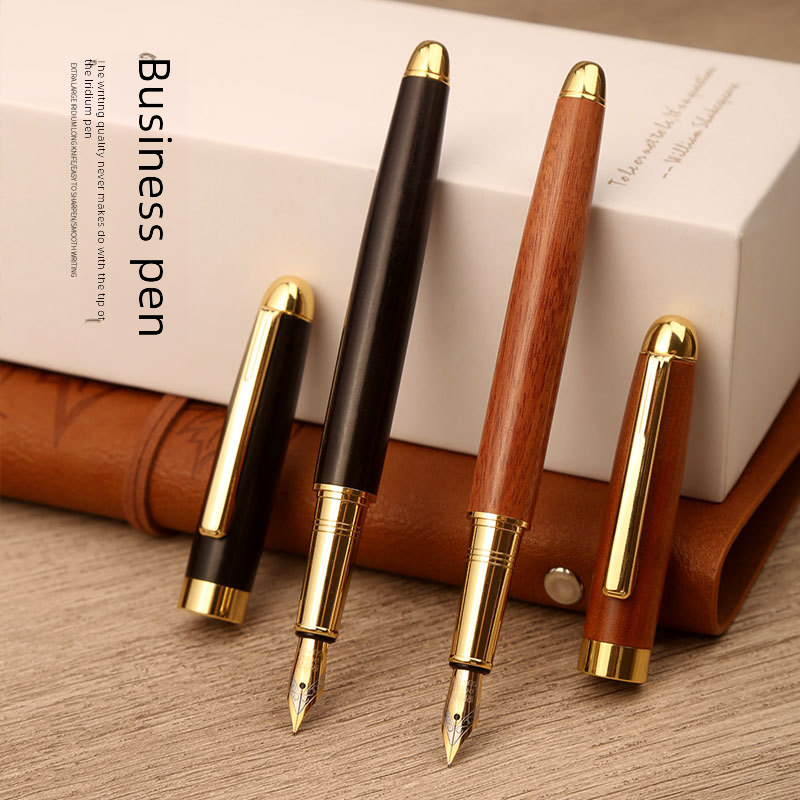 Manufacturers wholesale brass sandalwood fountain pens for students special practice pen business office replaceable ink sac pen lettering