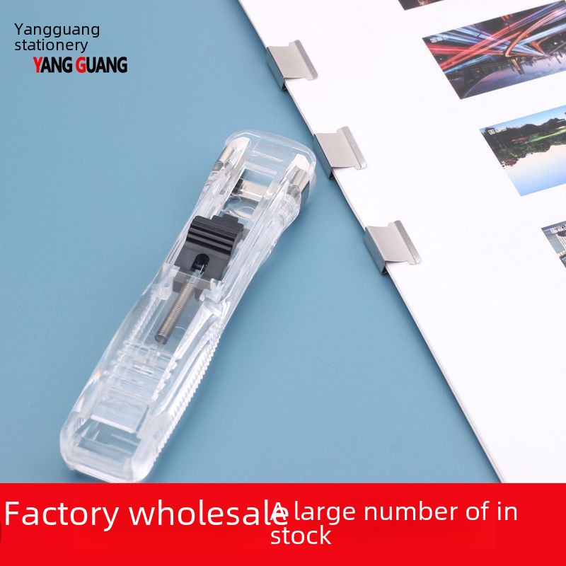 Factory wholesale office stationery medium push clip refill clip creative stapler needleless reusable